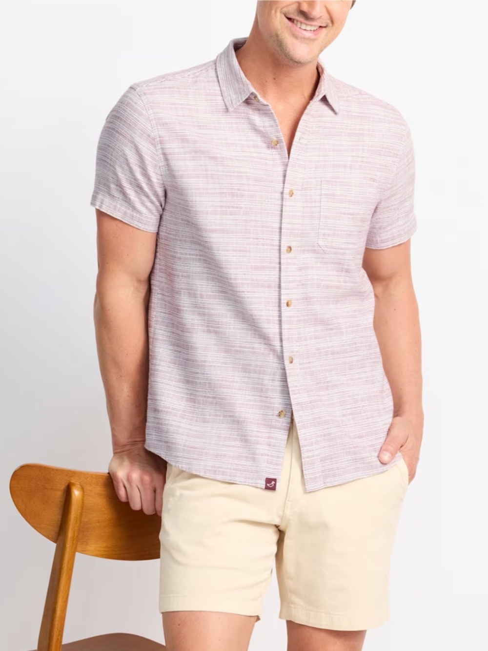 ALESBURY Stretched Crosshatch Short Sleeve Shirt - Purple - L